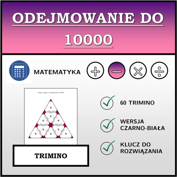 Trimino - Odejmowanie do 10000 | matematyka