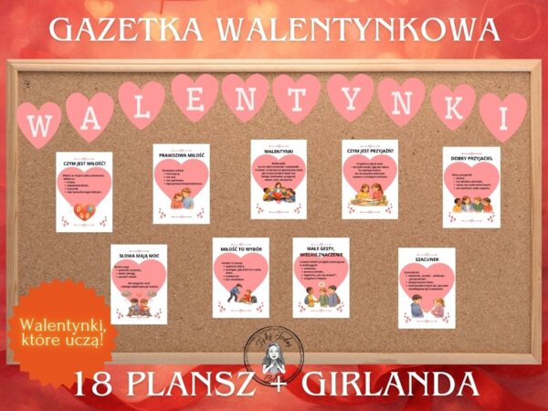 Walentynki – gazetka szkolna o relacjach i empatii (18 slajdów + napis)