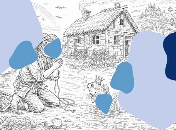 Kolorowanka - Bajka o rybaku i rybce