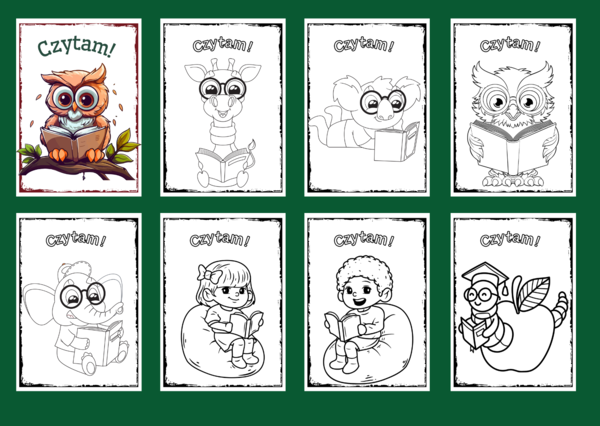 CZYTAM! - kolorowanka – kolorowanki – biblioteka – świetlica – przedszkole – 36 wersji