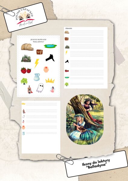 Ikony (obrazki) do lektury "Balladyna" Juliusz Słowacki, język polski, egzamin ósmoklasisty, lektura obowiązkowa klasa 7-8