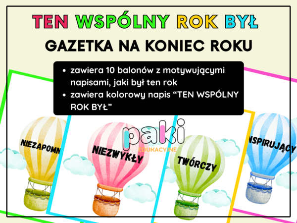 Zakończenie koniec roku / wakacje – GAZETKA / dekoracja do sali, świetlicy, biblioteki, na korytarz
