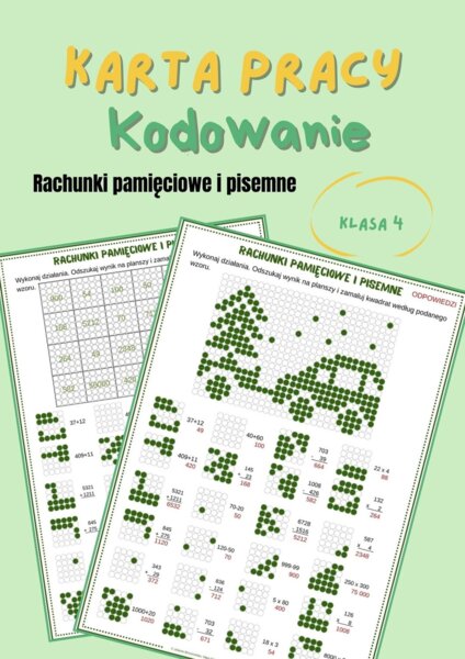 Rachunki pamięciowe i pisemne, kodowanie, klasa 4, Boże Narodzenie