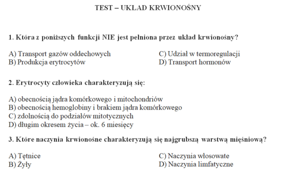 Test - układ krwionośny