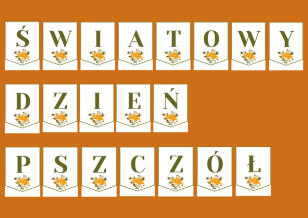DZIEŃ PSZCZÓŁ – wiosna – girlanda – napis – gazetka – wersja 1 - Dzień Pszczoły