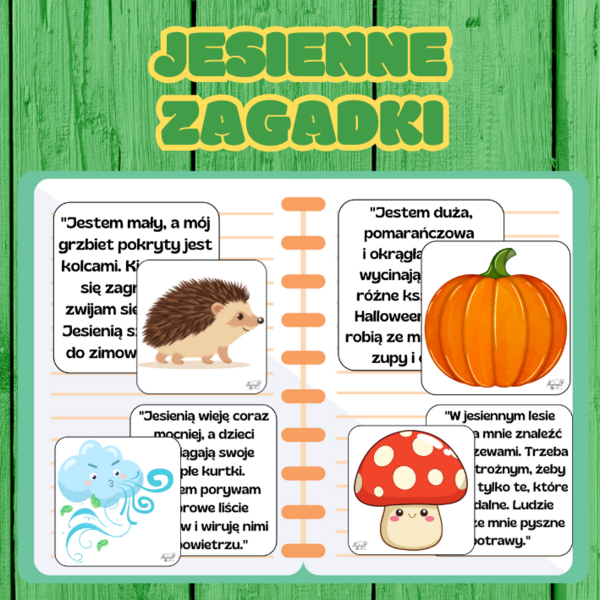 Zagadki jesienne – dopasuj opis do obrazków