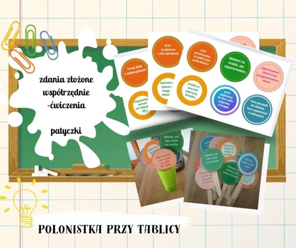 zdania złożone współrzędnie -ćwiczenia patyczki