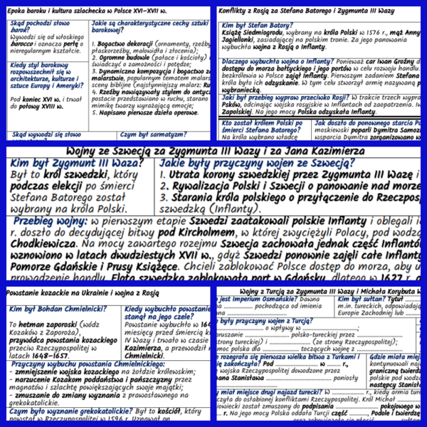 Dzieje i kultura Rzeczpospolitej w XVI–XVII w. NOTATKI