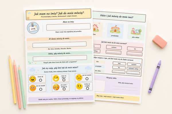 Jak mam na imię? Jak do mnie mówią? – karta rozmowy dla przedszkolaka
