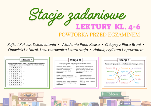 Stacje zadaniowe E8 - Lektury z klas 4-6
