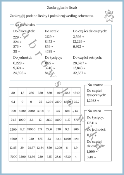 Zaokrąglanie liczb - kodowanka