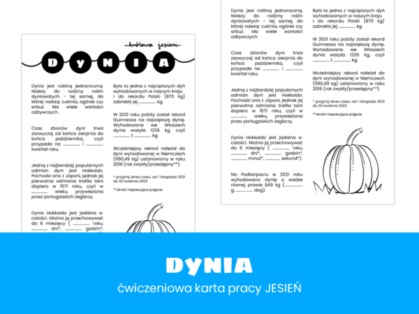 Matematyka. Klasa 4. Klasa 5. Klasa 6. Dynia. Karta pracy. Jednostki masy.
