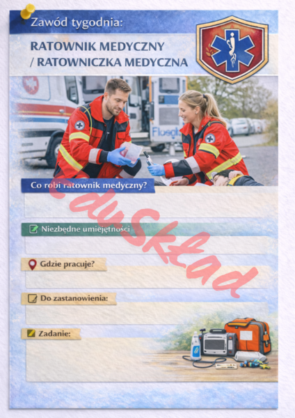 Karty zawodów „Zawód tygodnia” – do uzupełniania przez uczniów ✍️