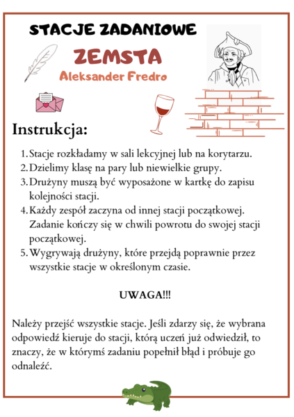 "Zemsta" - zapętlone stacje zadaniowe (lekcja w ruchu)