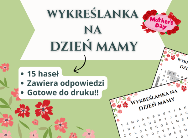 Wykreślanka na Dzień Mamy 💖🌷 – język polski, godzina wychowawcza, świetlica, edukacja wczesnoszkolna