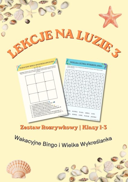 Wakacyjne Bingo i Wielka Wykreślanka - Zestaw Rozrywkowy | Klasy 1-3