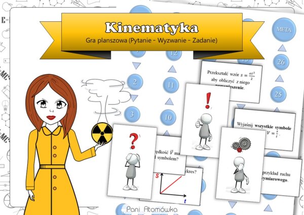Klasa 7. Fizyka. Kinematyka. Gra planszowa – Pytanie-wyzwanie-zadanie! Gra. Zabawa. Praca grupowa. Powtórzenie wiadomości. MOC powtórki.