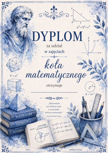 Dyplomy za udział w zajęciach koła matematycznego