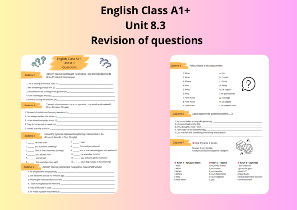 English Class A1+ Unit 8.3 Revision of questions