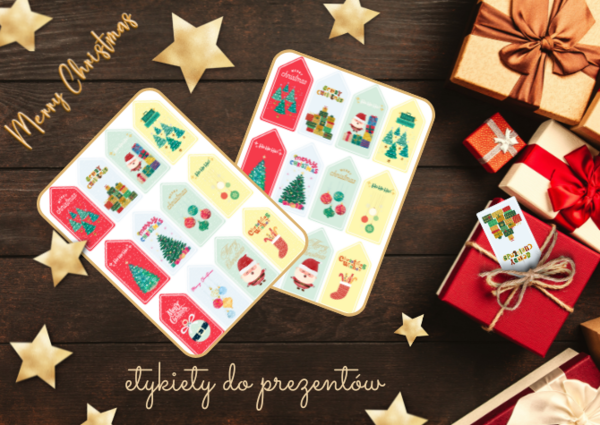 Świąteczne zawieszki, etykiety.