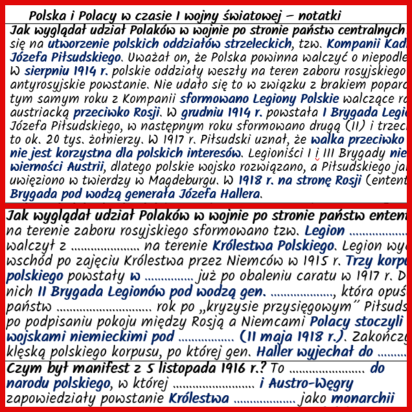 Polska i Polacy w czasie I wojny światowej