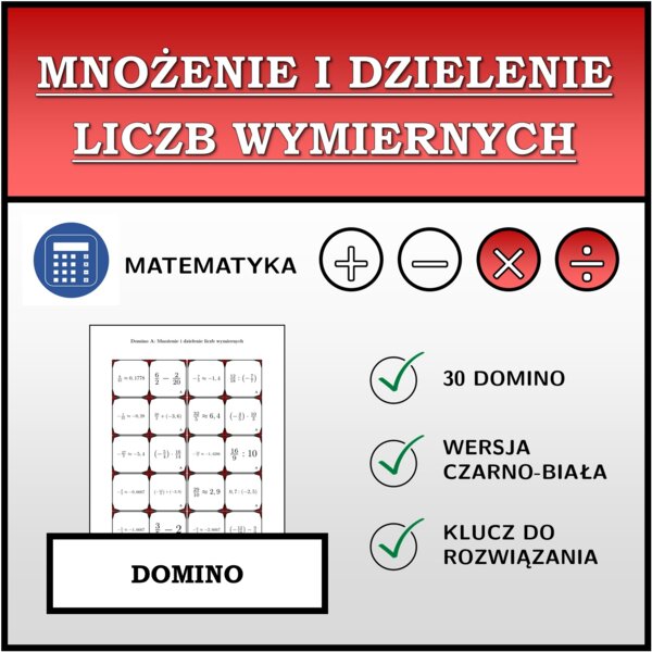 Domino - Mnożenie i dzielenie liczb wymiernych | matematyka