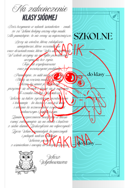 NAKŁADKA na świadectwo - KLASA 7 (PAKIET 2 WERSJI)