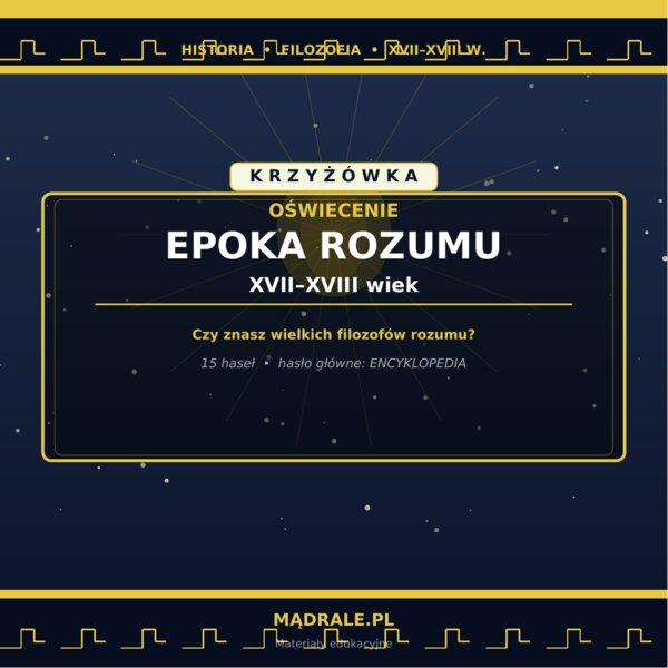 Krzyżówka „Oświecenie” + karta pracy + klucz odpowiedzi