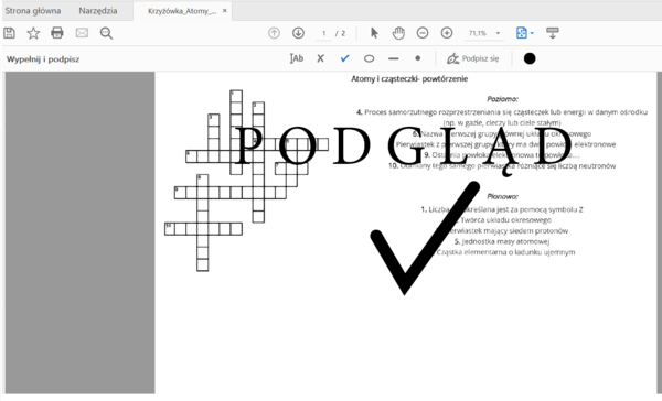Krzyżówka "Atomy i cząsteczki"