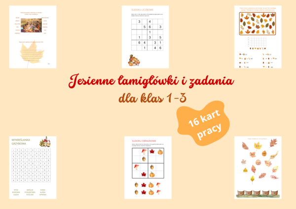 Jesienne łamigłówki dla klas 1-3