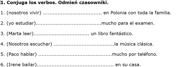 Odmiana czasowników - czas teraźniejszy