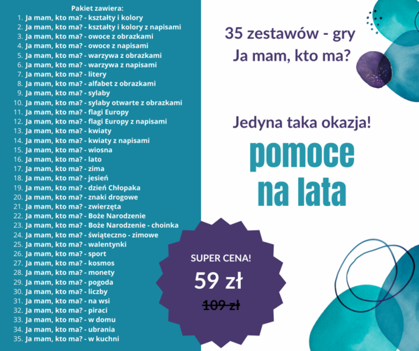 Promocyjna pakiet - 35 zestawów - gry ja mam, kto ma?