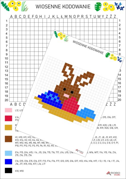 Wiosna, Święta... kodowanie! Króliczek- karta pracy, kodowanka wiosenna