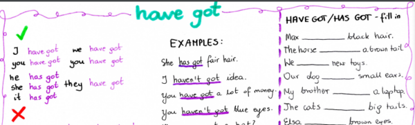 Notatka z ćwiczeniami - have got
