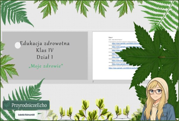 Średni zestaw prezentacji multimedialnych w genial.ly (8 sztuk) do całego działu "Moje zdrowie" z Edukacji zdrowotnej do klasy 4. Edukacja zdrowotna. Klasa 4. Dział „Moje zdrowie”.