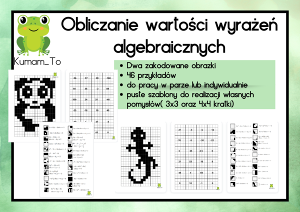 Kodowanka- wartości wyrażeń algebraicznych