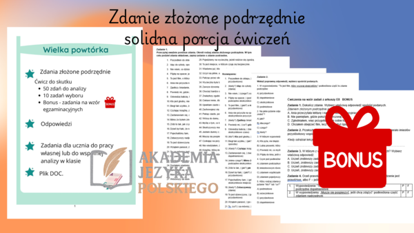 Zdanie złożone podrzędnie  ĆWICZENIA