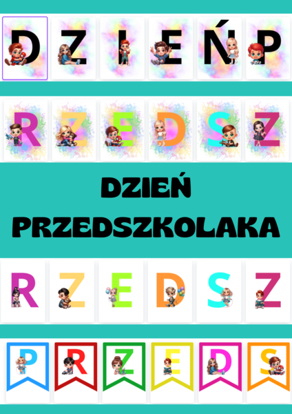 Dzień przedszkolaka girlandy i napisy