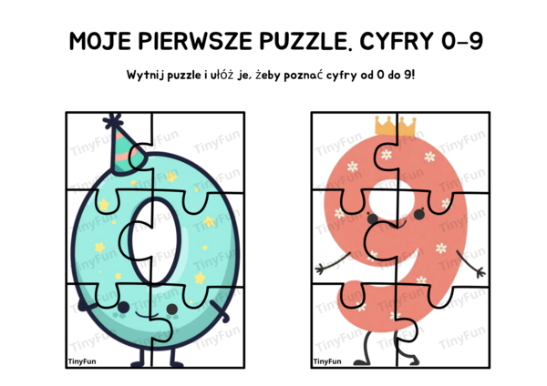 🧩🔢 Moje Pierwsze Puzzle – Cyfry 0–9. Nauka Cyferek.