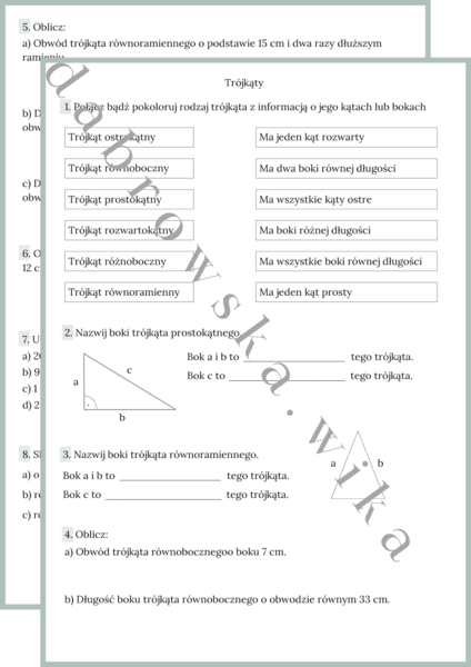 Trójkąty - karta pracy