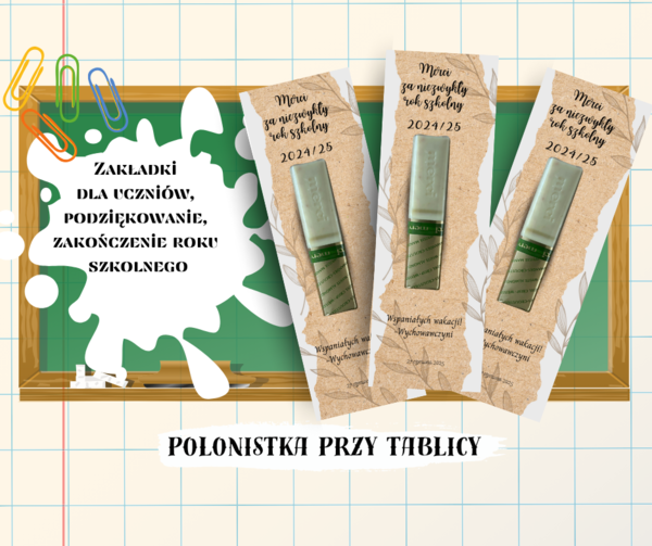 Zakładki dla uczniów, podziękowanie, zakończenie roku szkolnego, merci