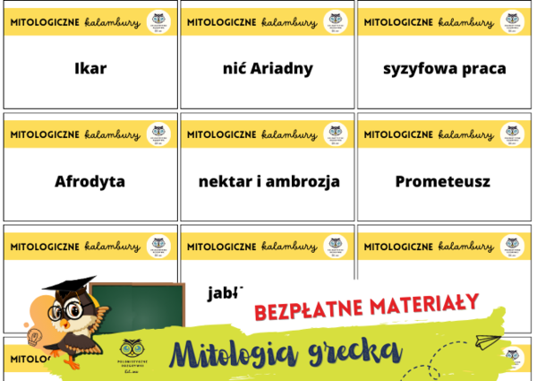 Mitologiczne kalambury. Mitologia. Bogowie greccy. Mity