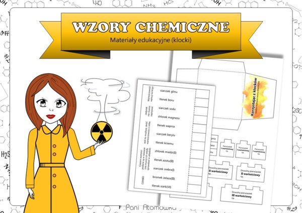 Chemia. Klasa 7. Wzory prostych związków chemicznych. (Materiały edukacyjne. Klocki i karta pracy)