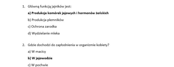 Test- rozmnażanie i rozwój