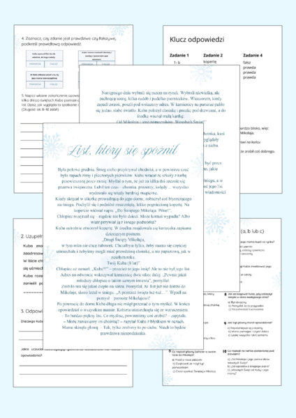 „List, który się spóźnił” – opowiadanie, karta pracy / test, klucz odpowiedzi, klasy 4-6
