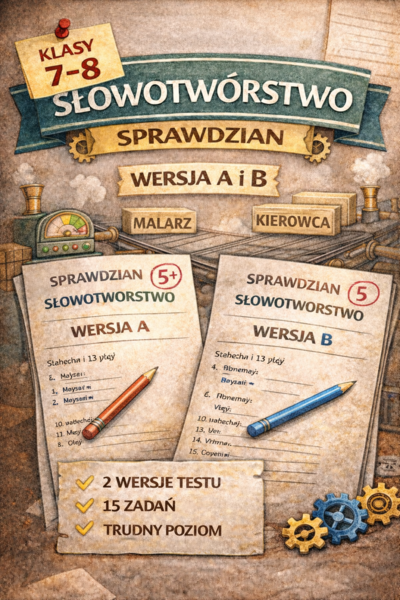 Słowotwórstwo – sprawdzian kl. 7–8 | wersja A i B + klucz odpowiedzi | E8