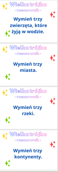 Wymień trzy rzeczowniki