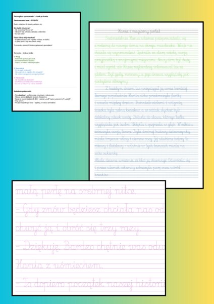 Jak napisać opowiadanie - KROK PO KROKU - instrukcja i 3 opowiadania do przepisywania po śladzie. TERAPIA RĘKI
