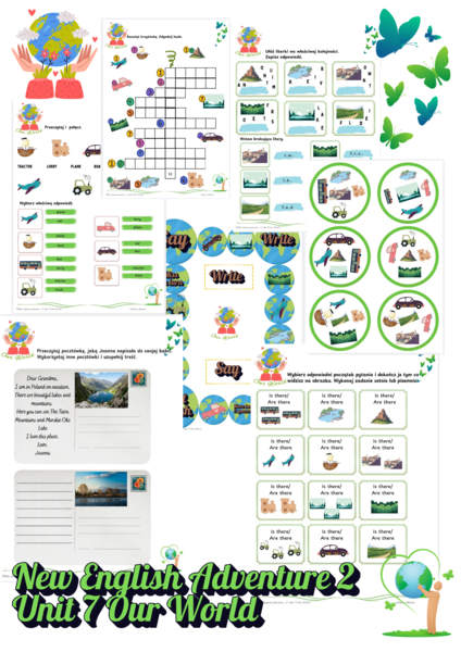 Karty Pracy -New English Adventure 2 Unit 7 Our World