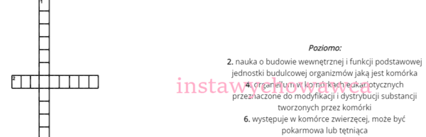 Elementy komórkowe-krzyżówka